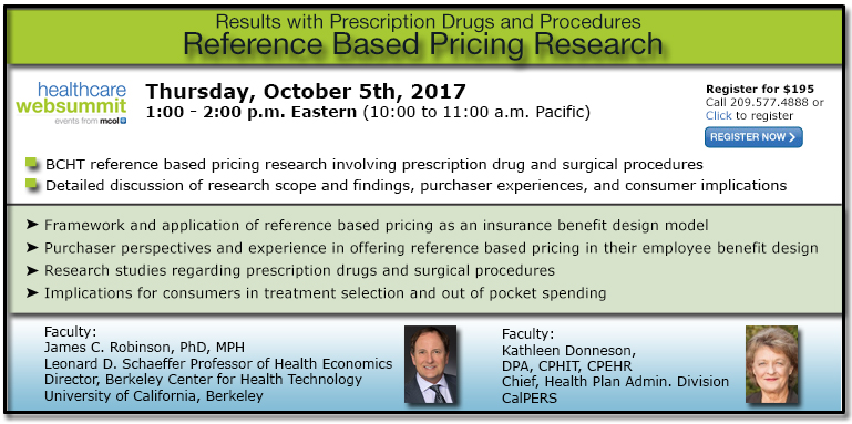 Reference Based Pricing Research - Results With Prescription Drugs and Procedures