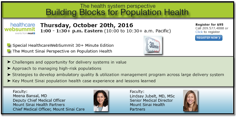 Building Blocks for Population Health: The health system perspective