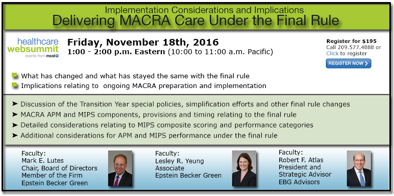 Delivering MACRA Care Under the Final Rule- Implementation Considerations and Implications